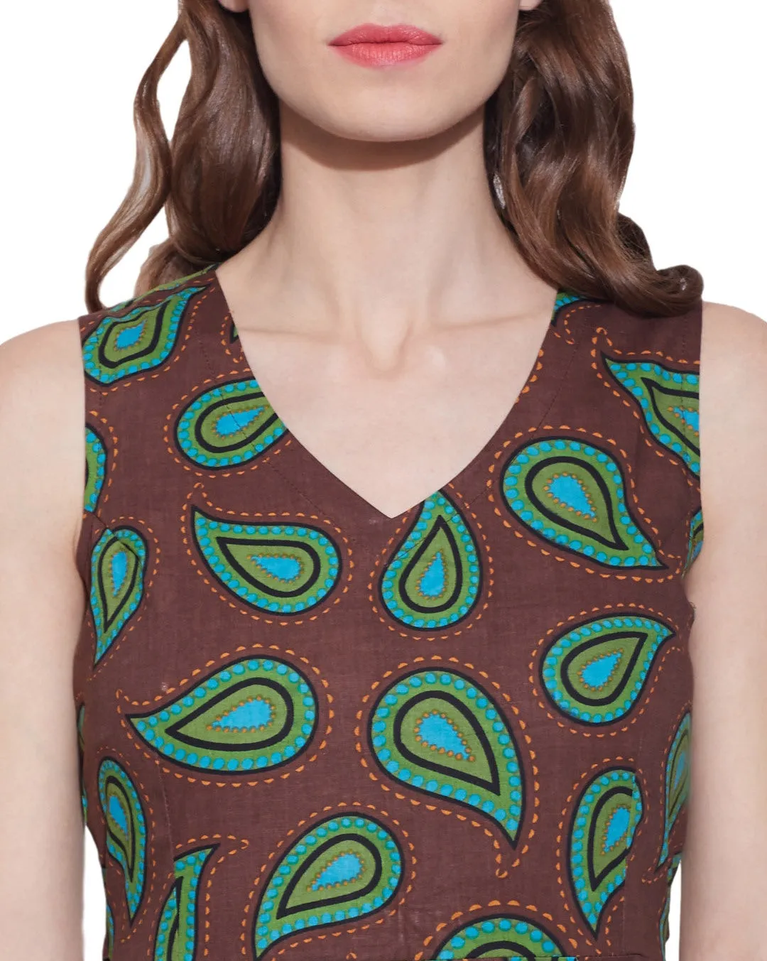 Women's Apparel Cotton Printed Dress,Machine Washable,W-CPD40-1627, Size-40 Inch