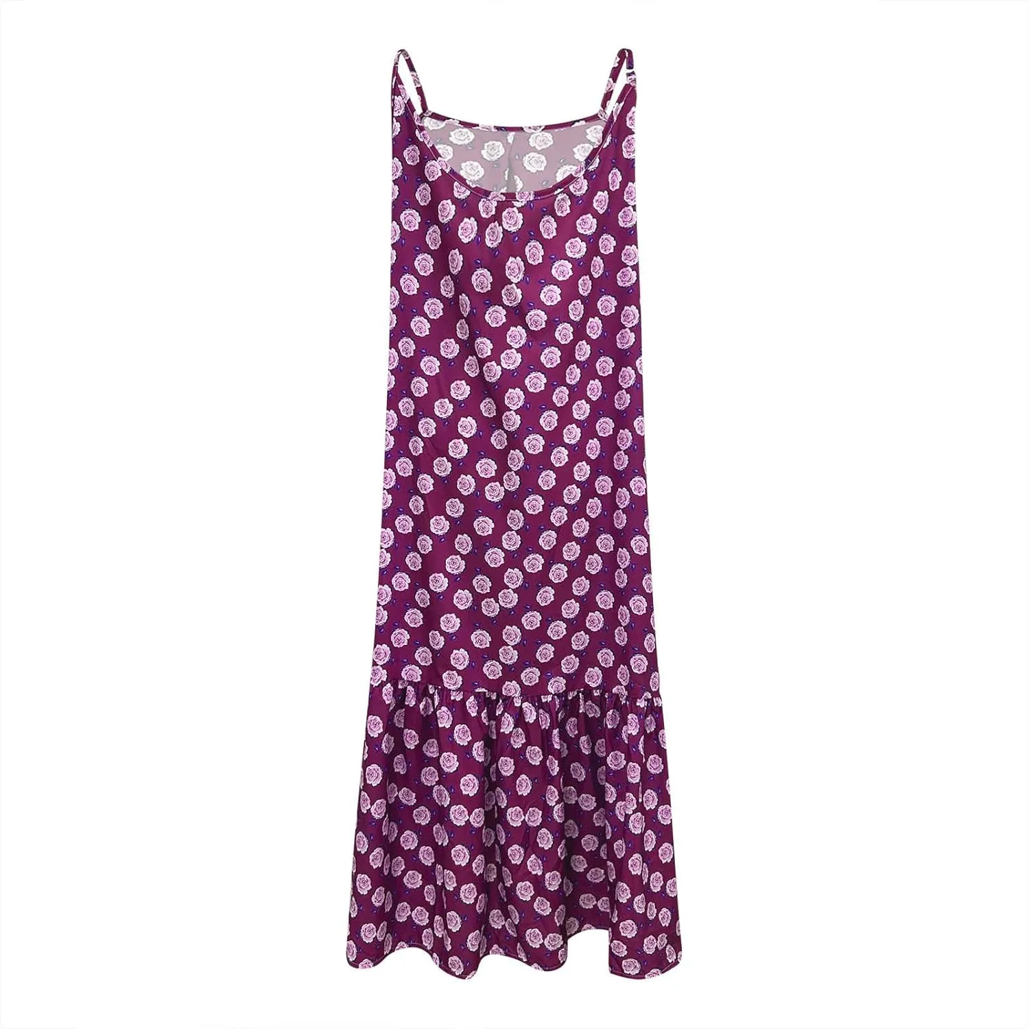 Womens Boho Strap Dresses Print Loose Maxi Dress Summer Beach Vacation Casual Sundress Ladies Fashion Travel Clothes