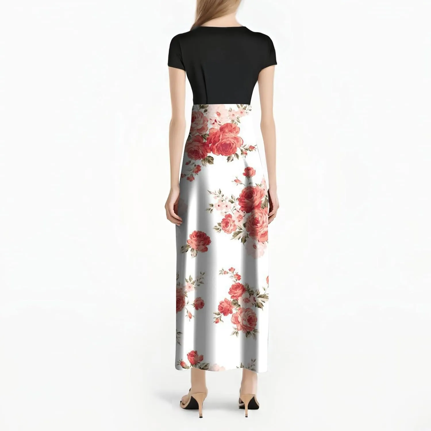 Women's Casual Dresses Floral Short Sleeve Tie Waist Ruffle Dresses Women Party Beach Vacation Dress