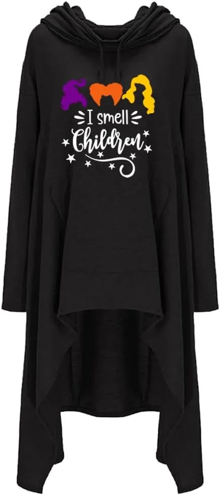 Women's I Small Children Letters Festival Tunic High Collar Long Sleeve Pullover Irregular Hoodies