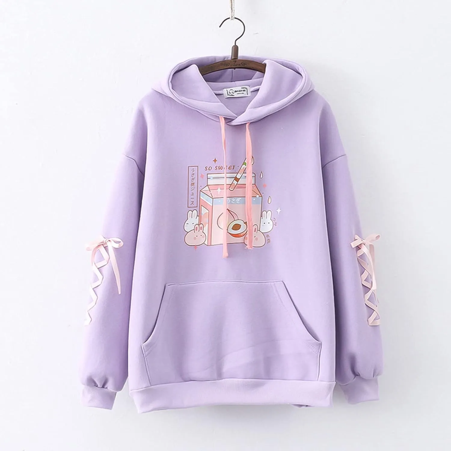 womens Japanese Casual Lolita Kawaii Graphic Hoodie Loose Fit Hooded Sweatshirt