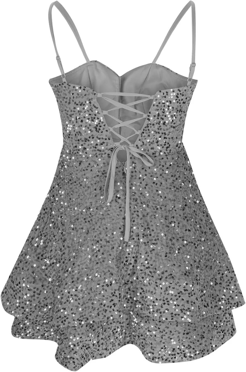 Womens Sequin Homecoming Dresses Spaghetti Straps A Line Short Sequin Dress 2025 Summer Sparkly Cocktail Party Dress