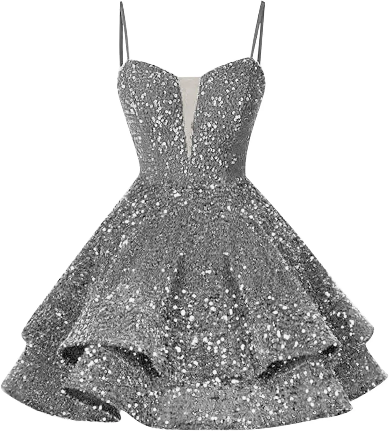 Womens Sequin Homecoming Dresses Spaghetti Straps A Line Short Sequin Dress 2025 Summer Sparkly Cocktail Party Dress