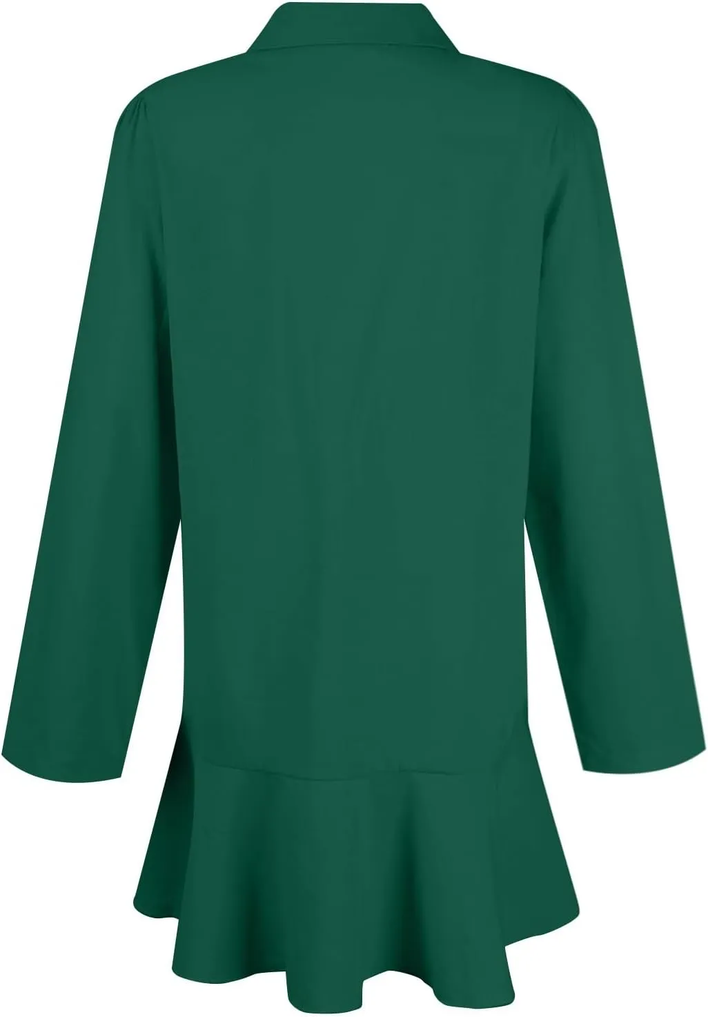 Womens Summer Tunic Shirt Mini Dress Linen Casual Long Sleeve Lapel V Neck Button Up Beach Dress Ruffle Hem Comfy Dress