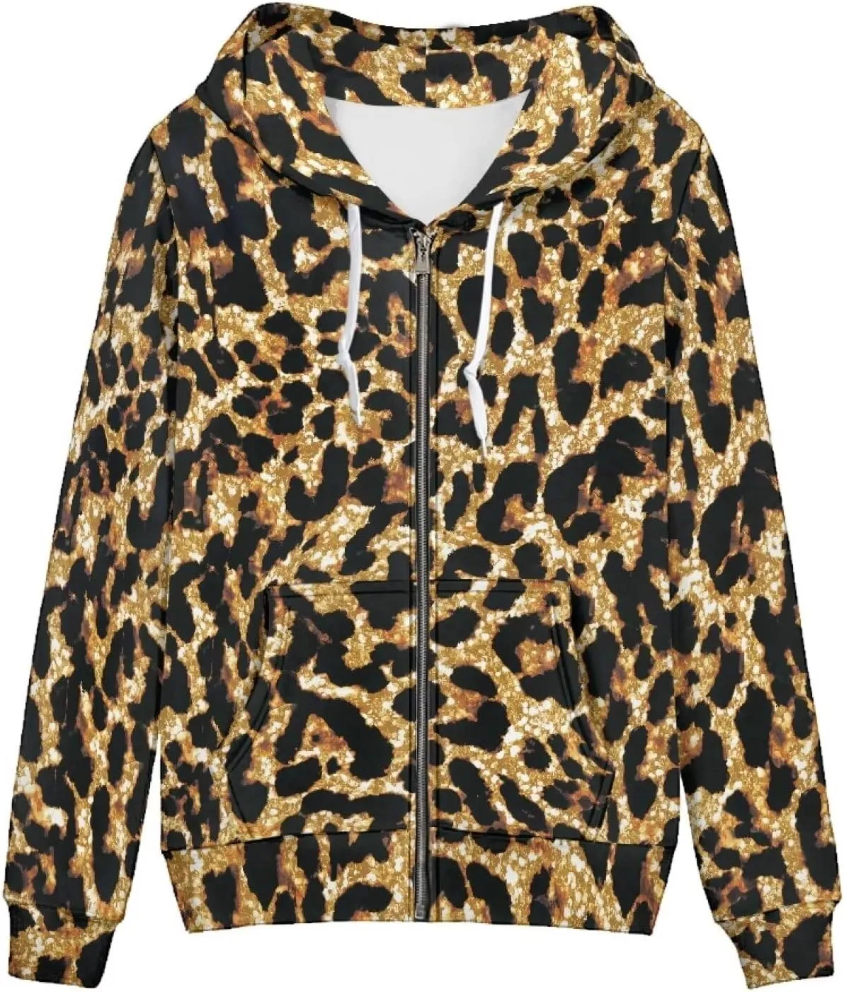 Womens Zip Up Hoodie Oversized Drawstring Jacket Long Sleeve Lightweight Fall Sweatshirt with Pockets