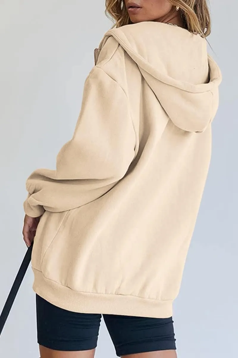Women's Zip Up Hoodies Oversized Sweatshirt Teen Girls Y2K Clothing Cute Fall Casual Drawstring Jacket with Pockets