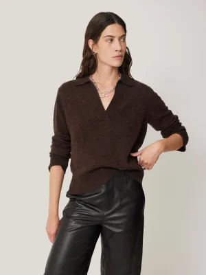 Wool Cashmere Blend Collar Jumper | Brown