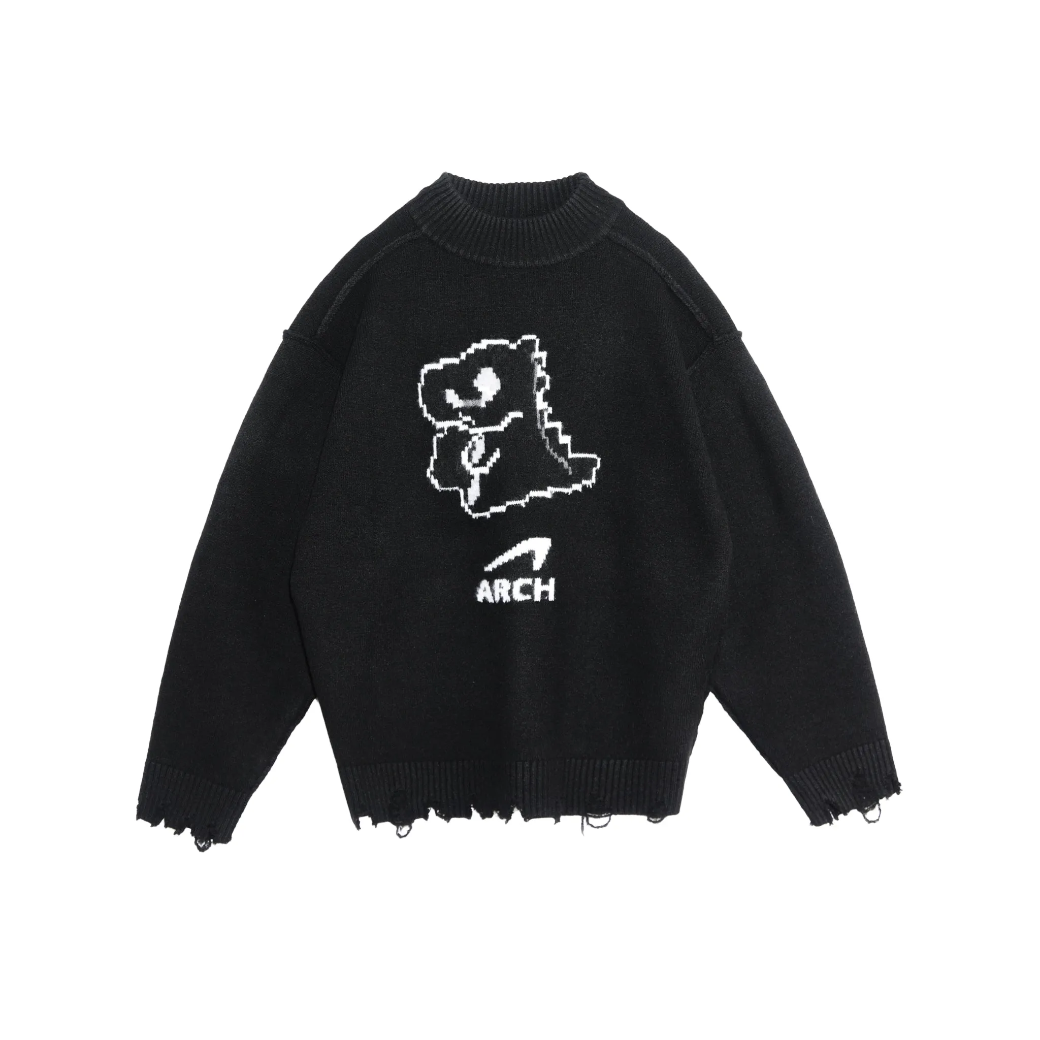 Worn Dinosaur Graphic Sweater Black