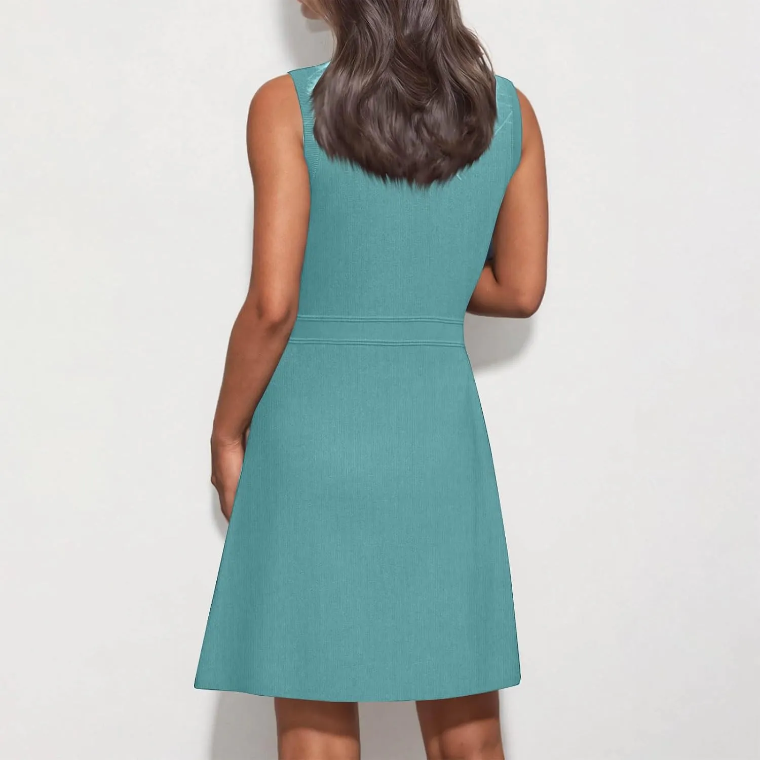 yardsong Summer Work Dresses for Women 2025 Business Casual Metal Buttons Decor Mini Dress Sleeveless Office Dresses